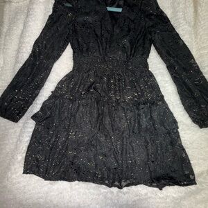 Altar'd State Black and Gold Long Sleeve Dress